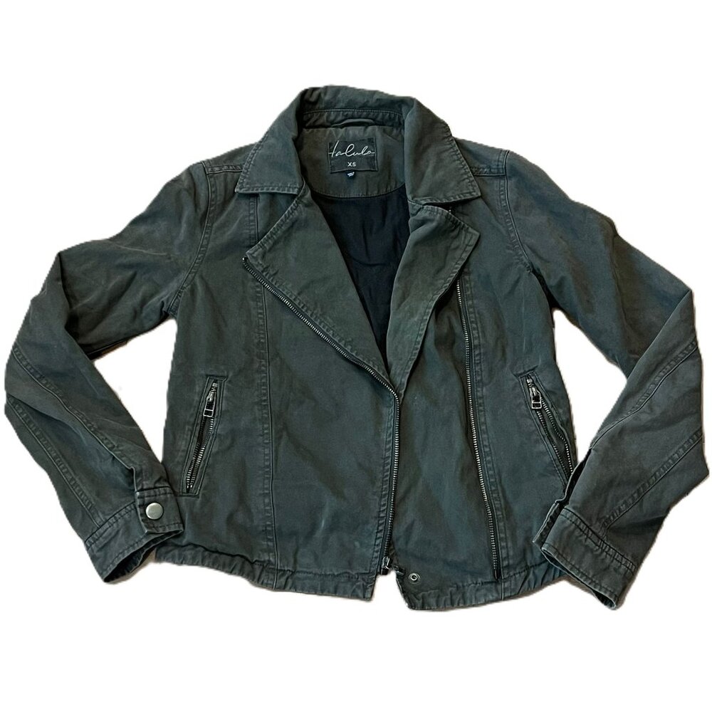 Aritzia Talula Utility Moto Canvas Twill Assymetrical Zip Jacket Size XS